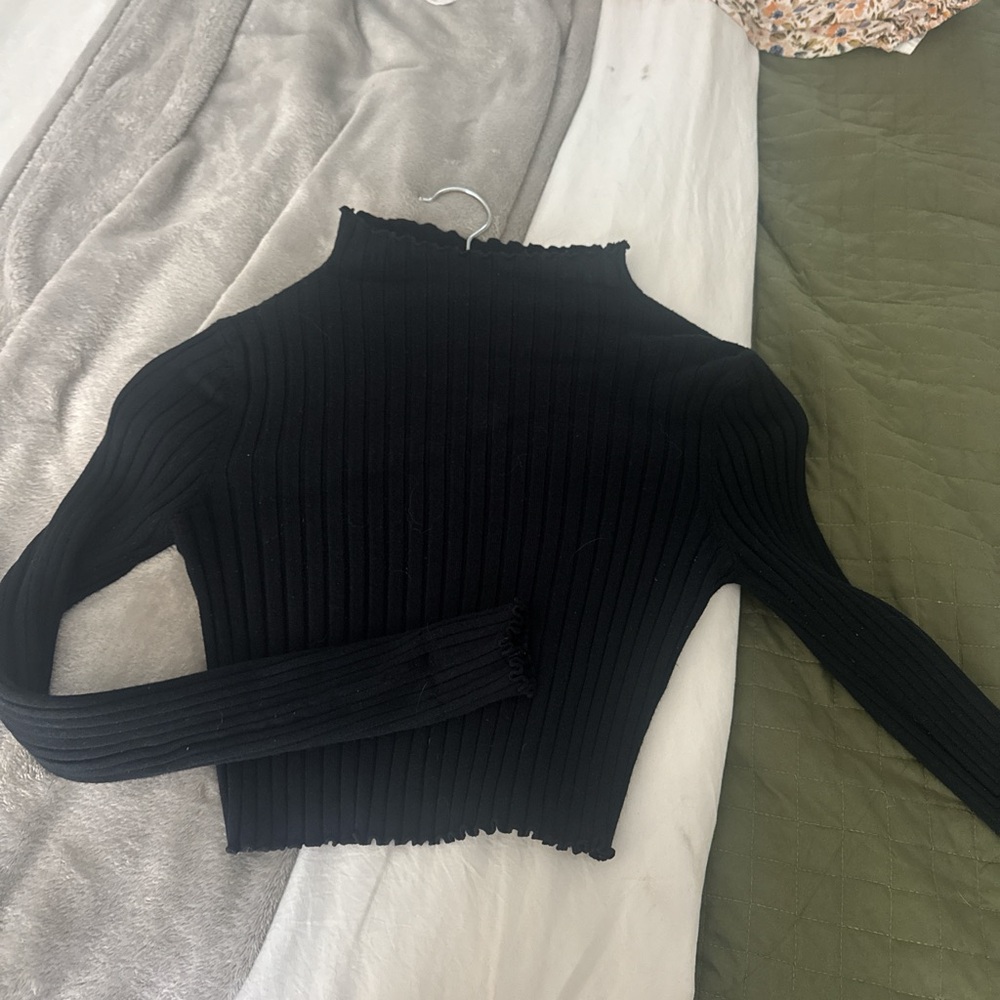 Princess Polly Black Ribbed Crop Top